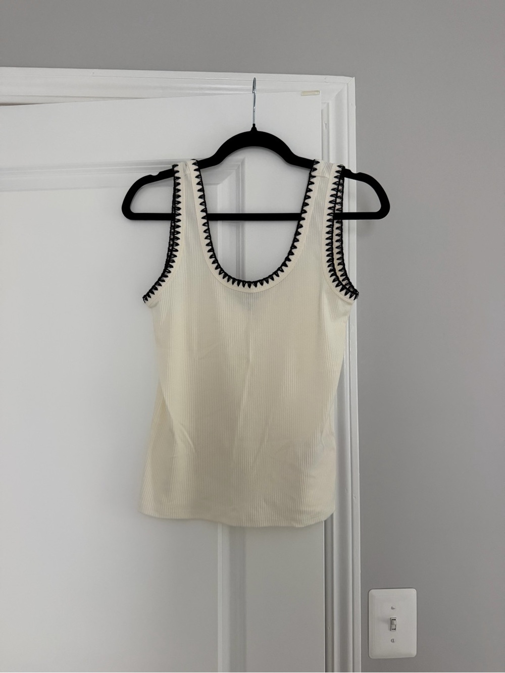 J Crew Factory tank cream black trim LIKE NEW size S